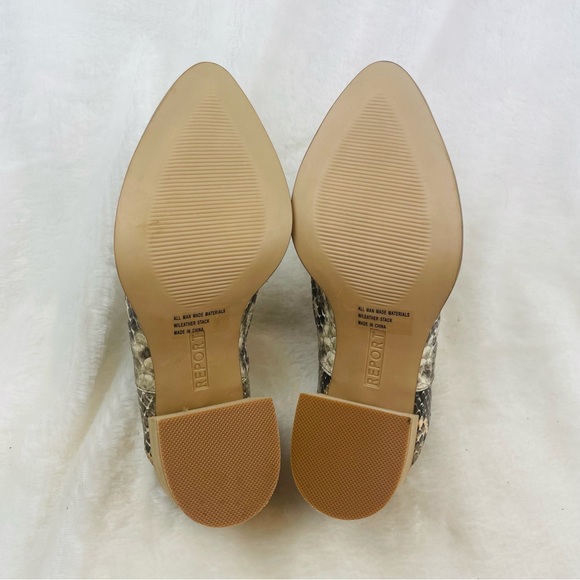 Report Women Size 6 Shoes Snake Skin Pointed Toe Mules Bootie Heels - Picture 8 of 9